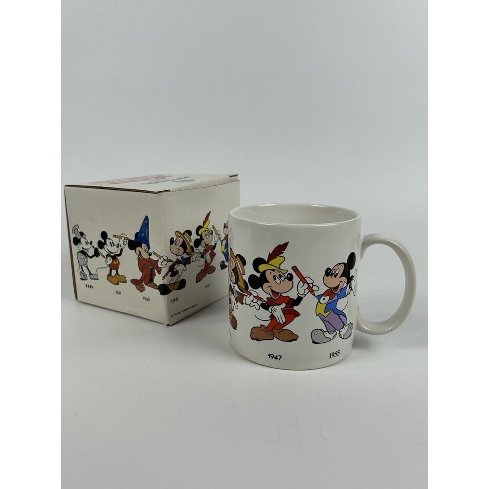 Vintage Disney Mickey Mouse Coffee Cup 1986 Applause Through The Years 1928-1955